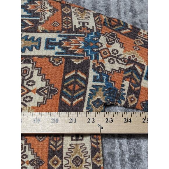 Cato Ethnic Top Women Size M Multicolor V-Neck Tribal Aztec Long Sleeve Stretch - Picture 13 of 13